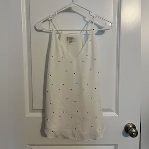 White Polka Dot Loft Sleeveless Top